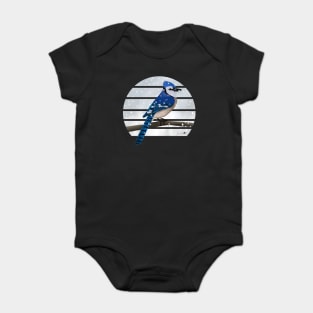 Blue Jay Winter Snow Bird Watching Birding Ornithologist Gift Baby Bodysuit